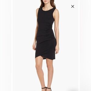 Ruched body con sleeveless dress